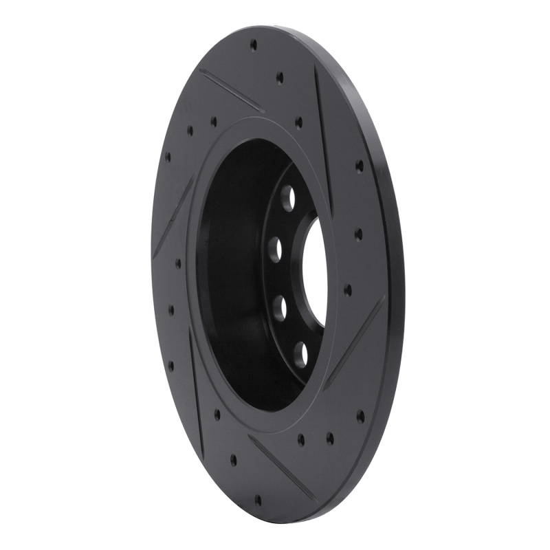 Audi A3 Brake Rotor (1) - Rear Left - R1 Concepts - Drilled & Slotted - Black - `05-`25